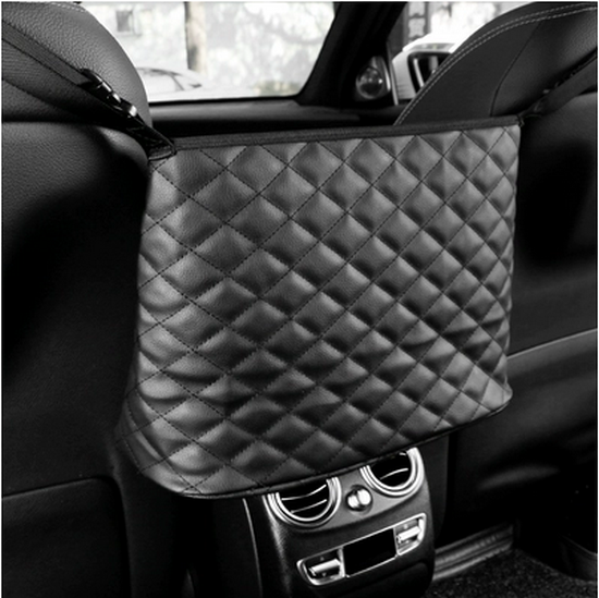 Hotly recommended car seat bag storage bag storage mesh pocket (leather style, pure black) [please contact customer service to confirm the delivery style after placing the order]