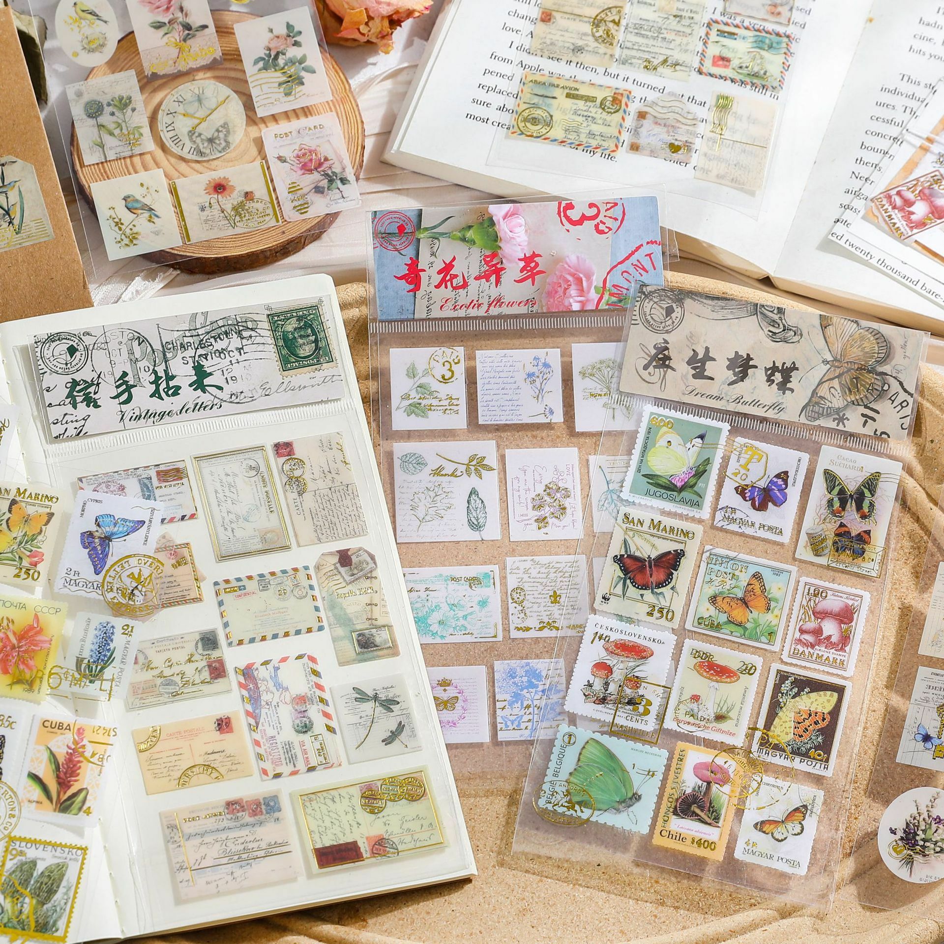 Foil Gold Stamp Vintage Stickers