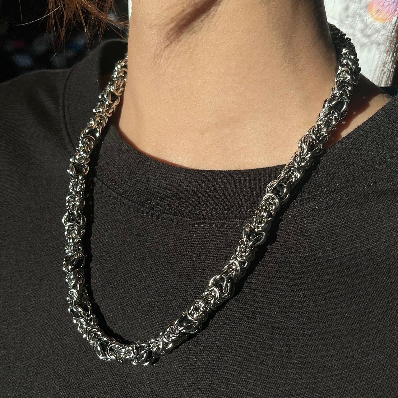 【SS 現貨】粗鍊編織 纏繞黑珠項鍊