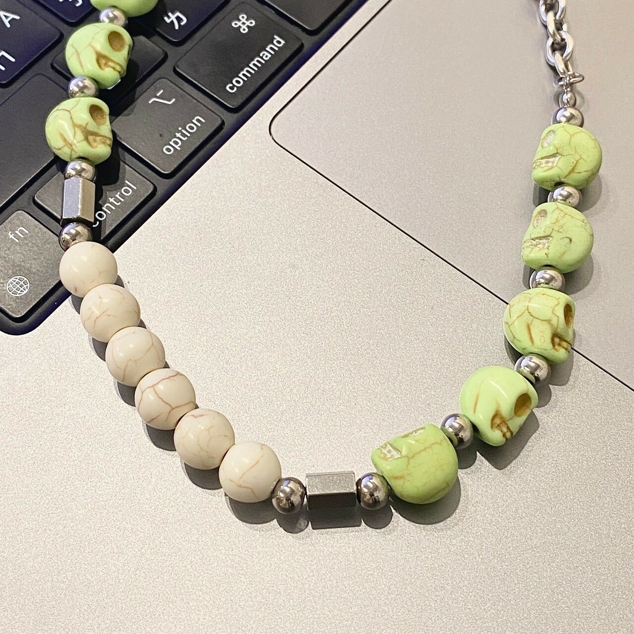 【SS 現貨】綠骷髏頭白松石像鍊