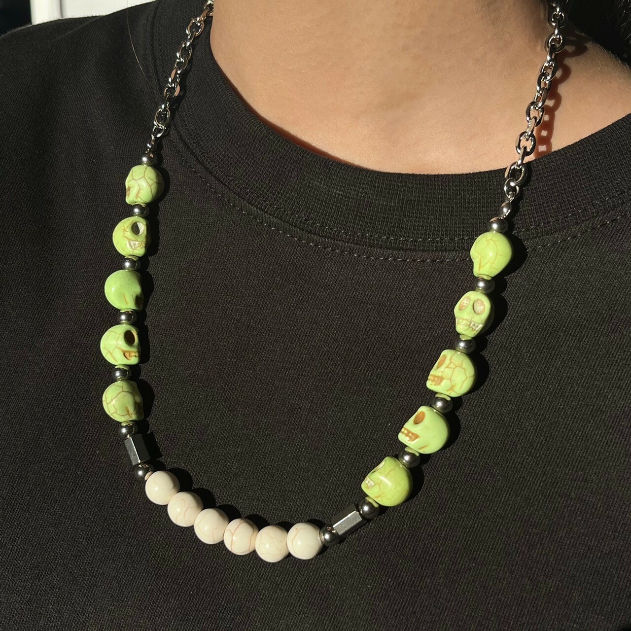 【SS 現貨】綠骷髏頭白松石像鍊
