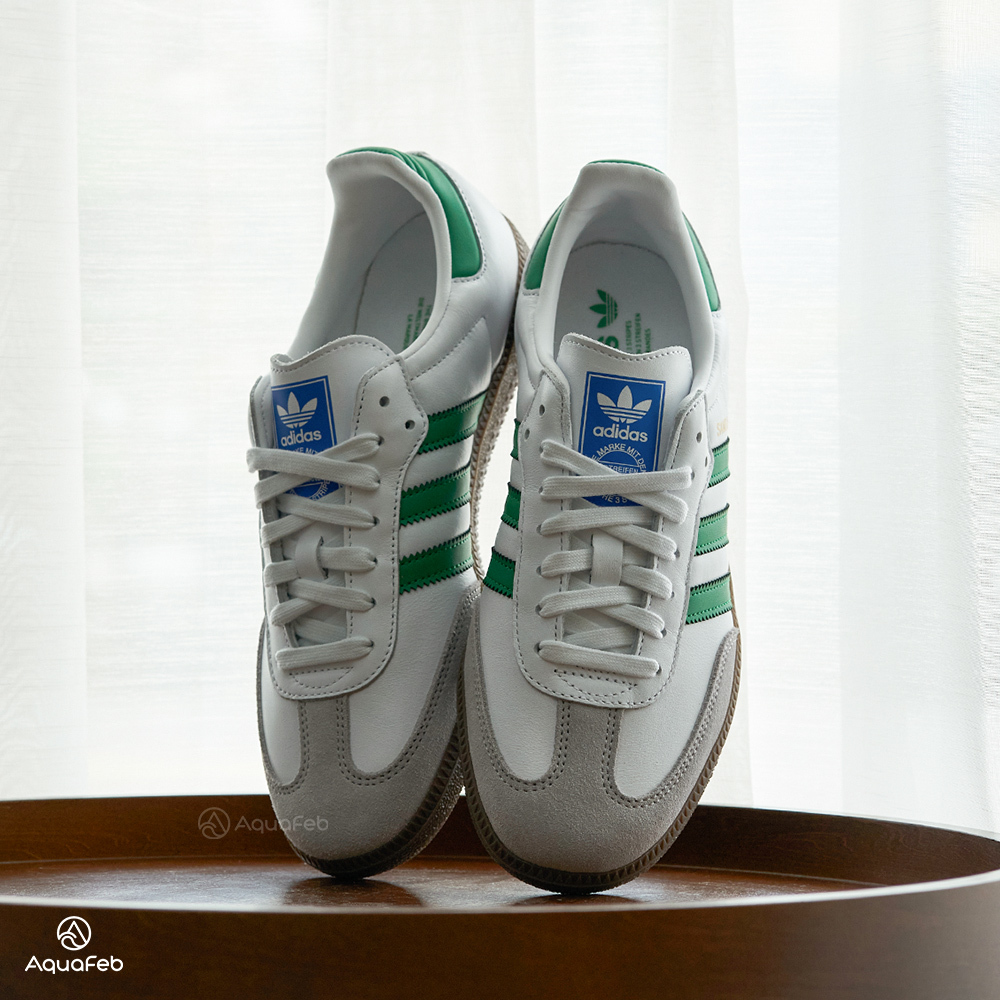 Adidas Samba OG 男鞋 女鞋 白綠色 中性 運動 經典 復古 德訓鞋 皮革 休閒鞋 IG1024