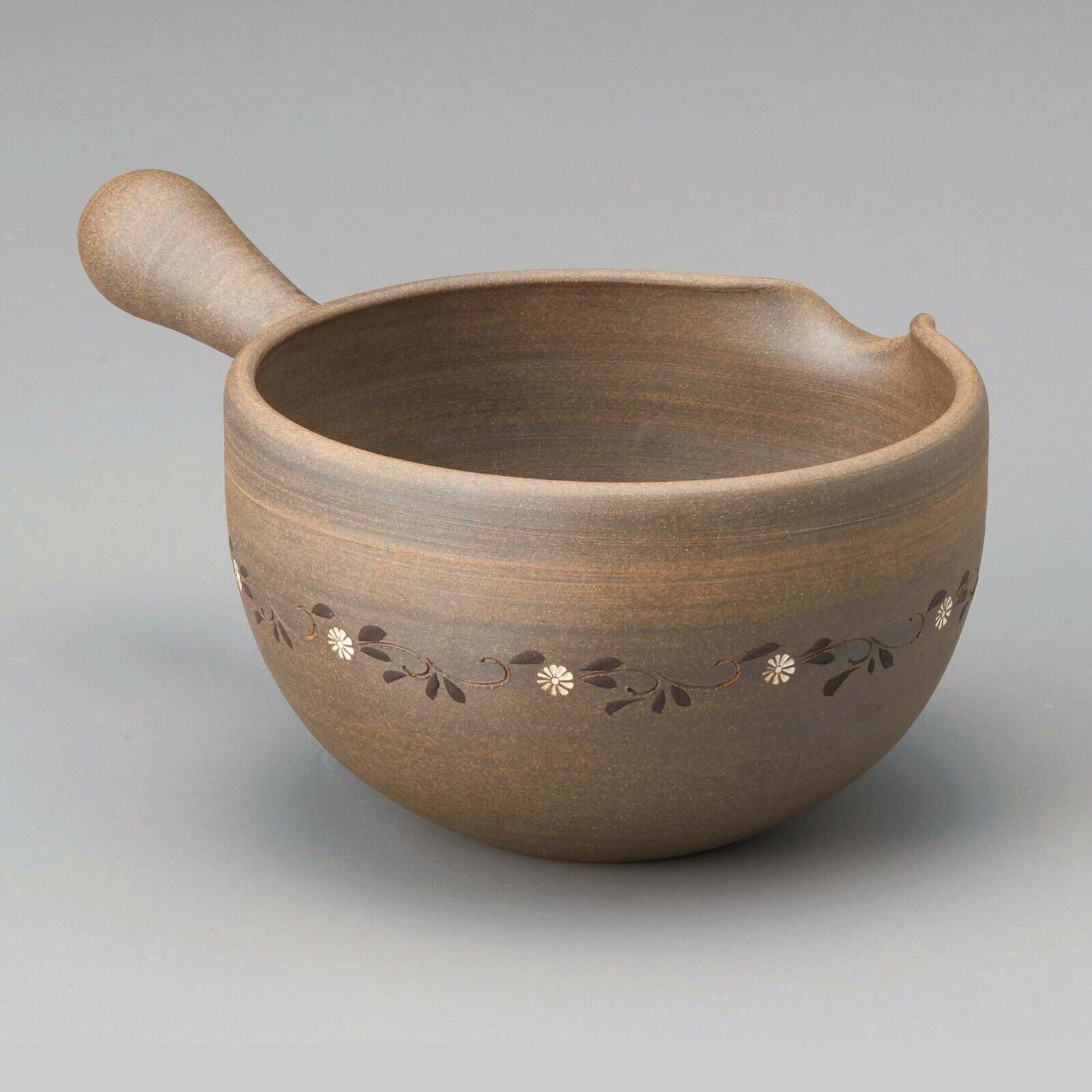 日本製 常滑燒 湯冷碗 片口抹茶碗 豊作 焼〆小花