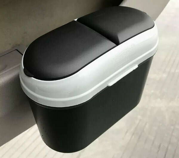 熱推車載垃圾桶-【多功能】【雙蓋】灰色-水桶/置物盒