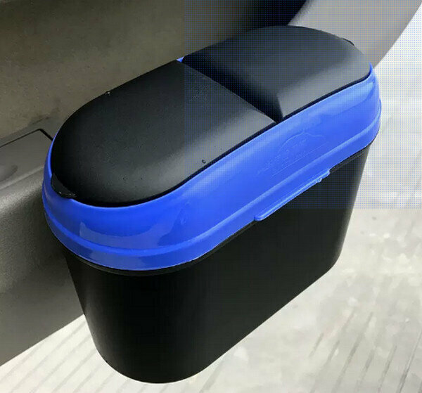 熱推車載垃圾桶-【多功能】【雙蓋】藍色-水桶/置物盒