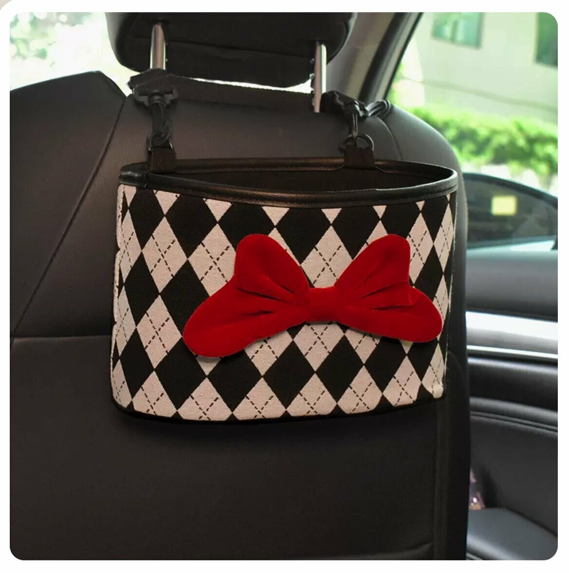 Hot push car seat back storage bag (velvet red knot)