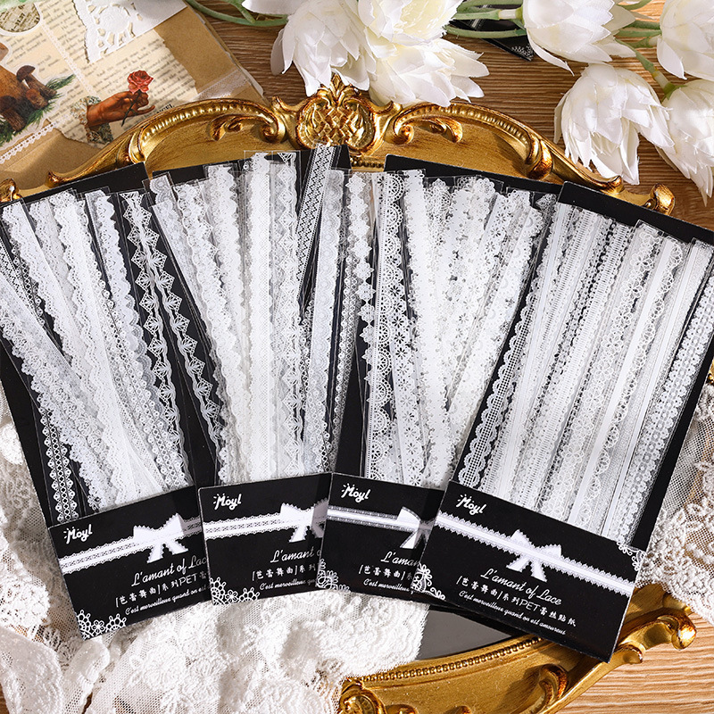 Vintage White Lace Hollow Out Planner Border Stickers