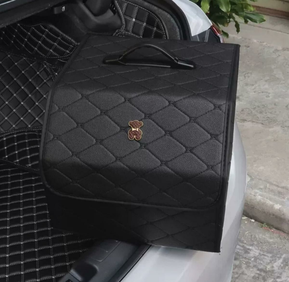 Hot push car rear seat umbrella holder storage bucket (black)
