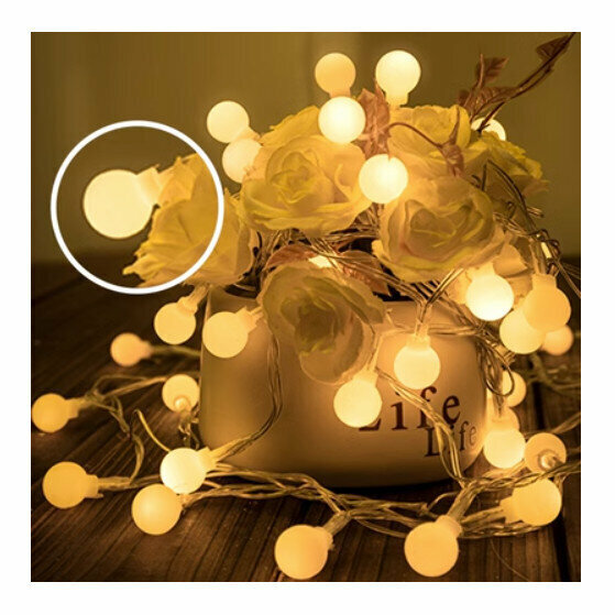 Hot recommended LED decorative lights [small round ball-warm color] [6 meters 40 lights [always on with flashing battery model]]