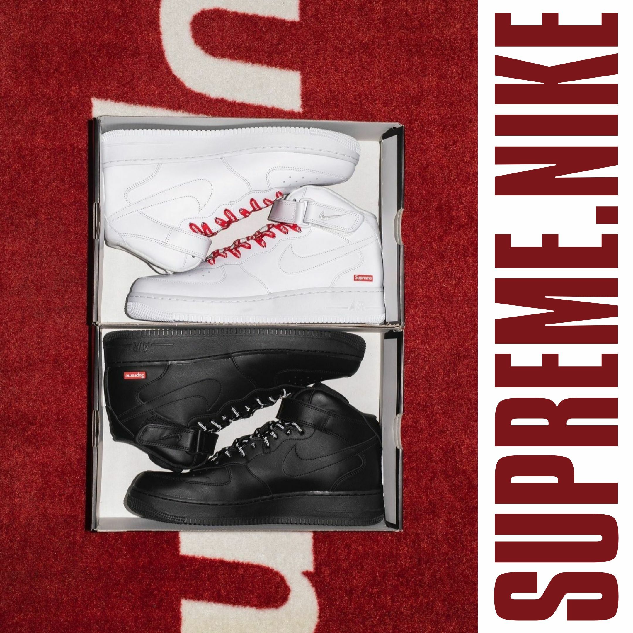 NICEDAY 代購 Supreme x Nike Air Force 1 Mid 聯名 中筒 男女尺寸 LOGO