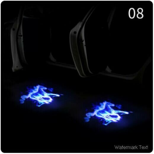 Hot cart door floor lamp decoration (Blue flame horse [No. 08] [Pack of two] [Free 6 batteries])