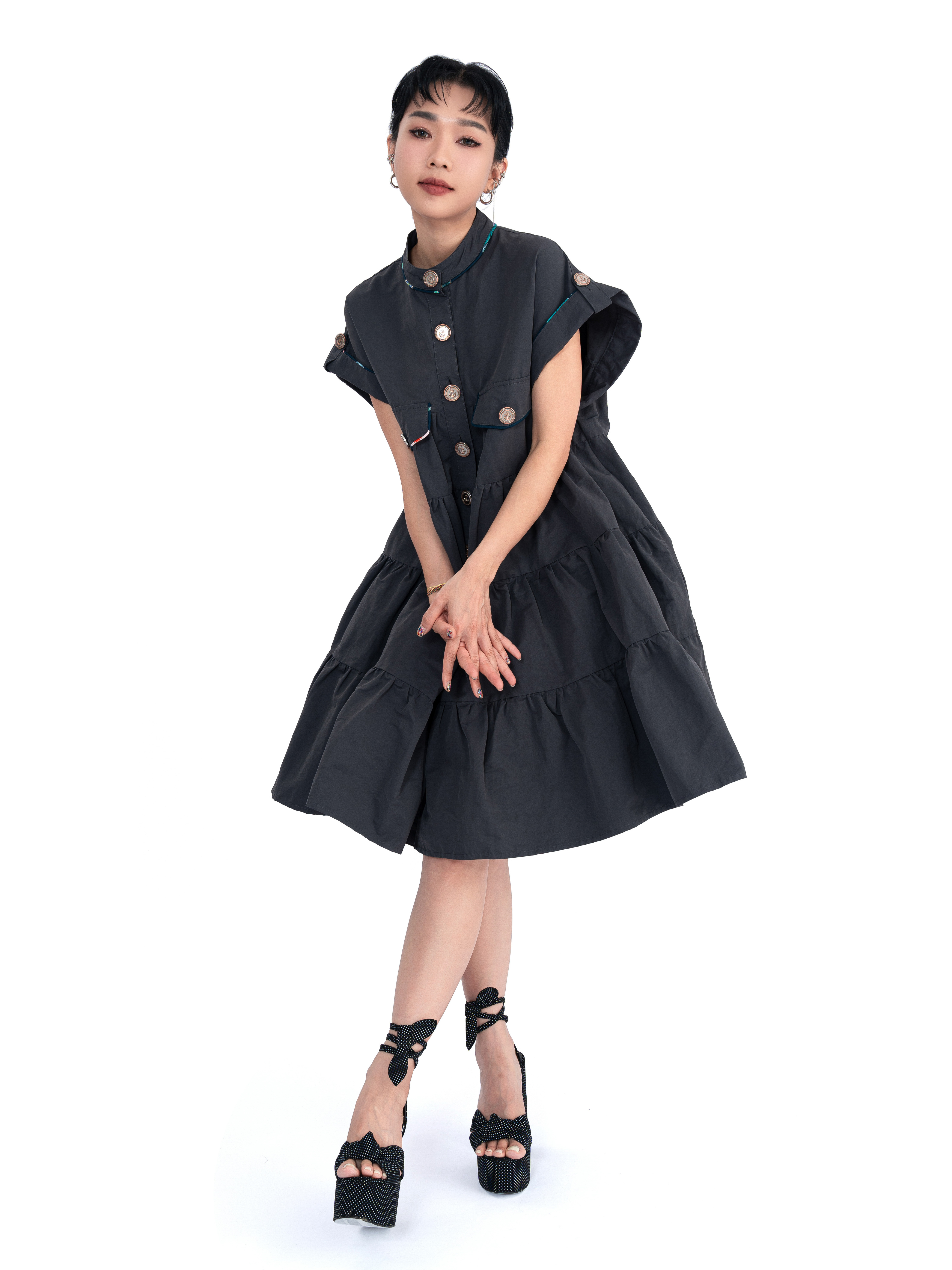 綑花邊大蛋糕連身裙 (現貨款式）