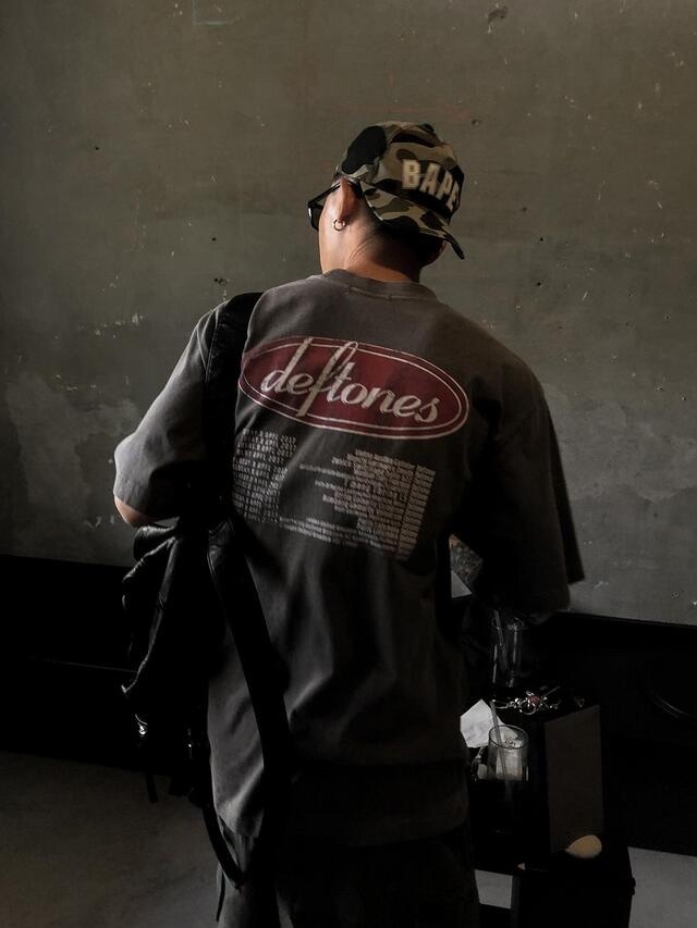 【HERETICS STUDIO 】韓國 고품질 deftones 字母 水洗 做舊 寬鬆 短袖