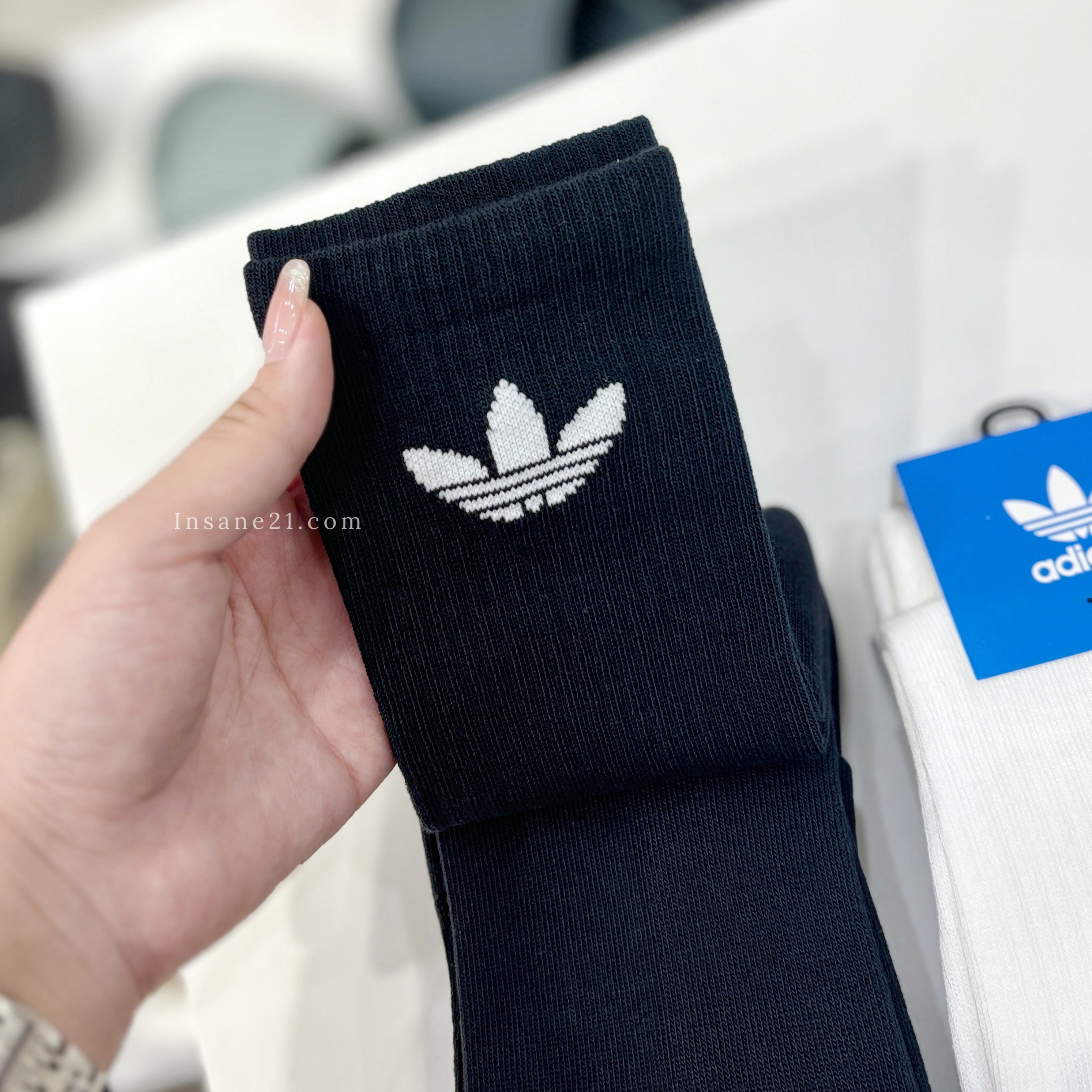 ADIDAS 三葉草 黑/白 長襪 三雙一組 HB5881/HC9547