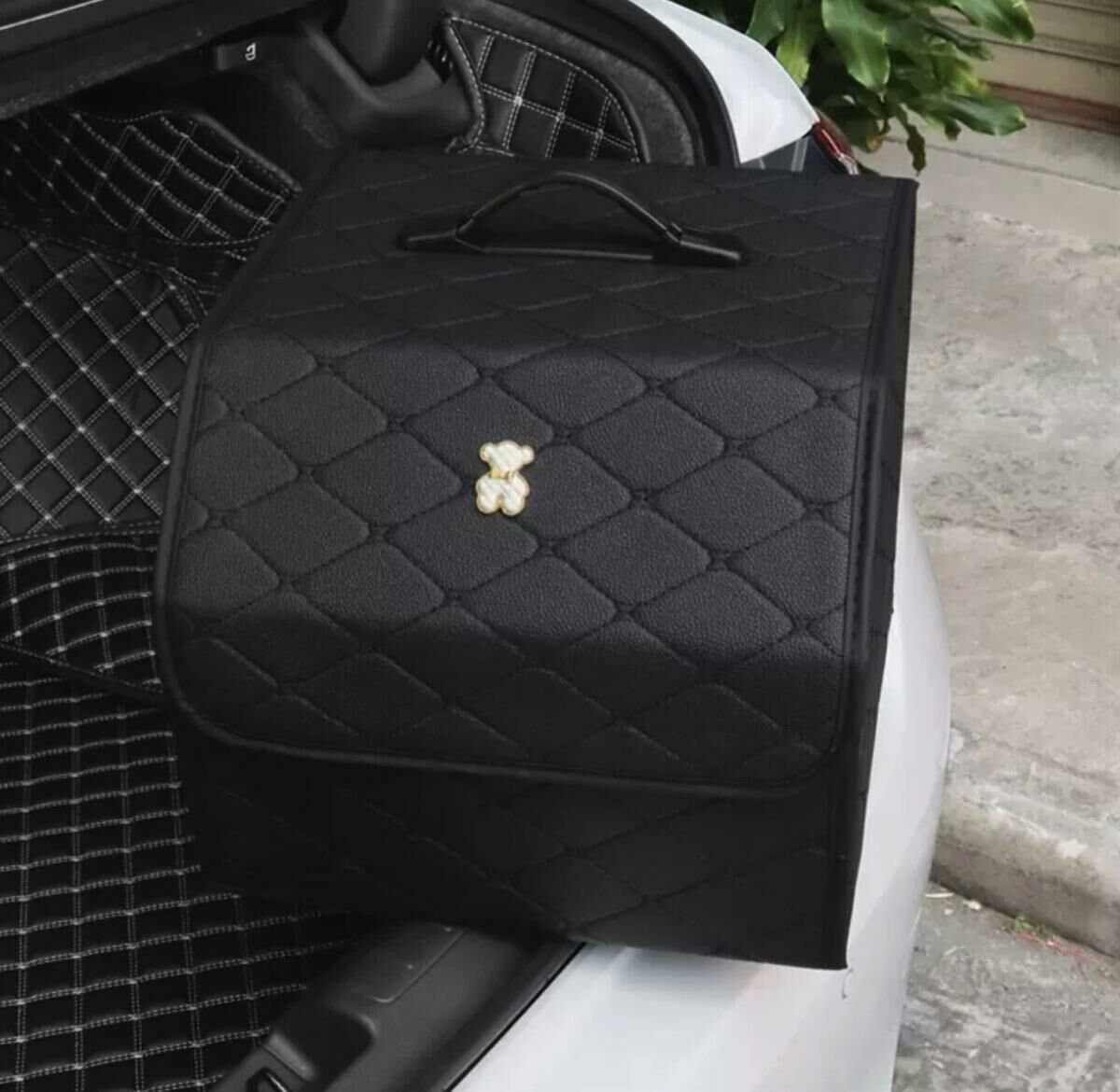 Hot push car trunk storage box (small white bear, 30*32.5*27.5cm)