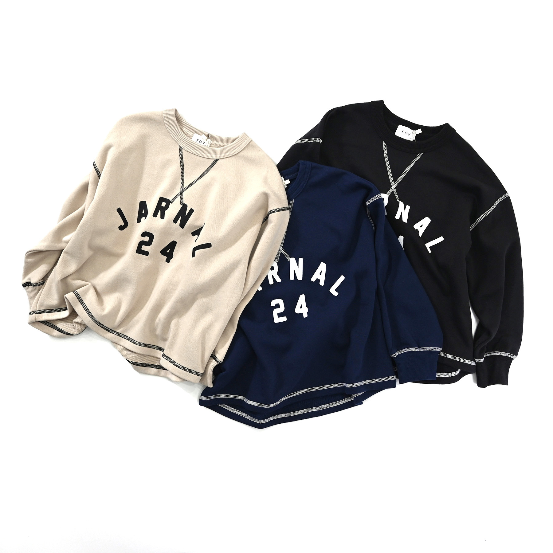 日本 FOV 復古立體車線．JARNAL 寬版長袖上衣 (共3色)  614716