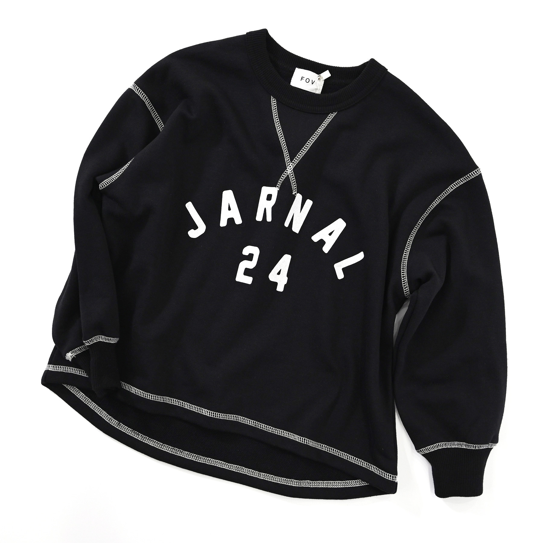 日本 FOV 復古立體車線．JARNAL 寬版長袖上衣 (黑色，110-120) 614716