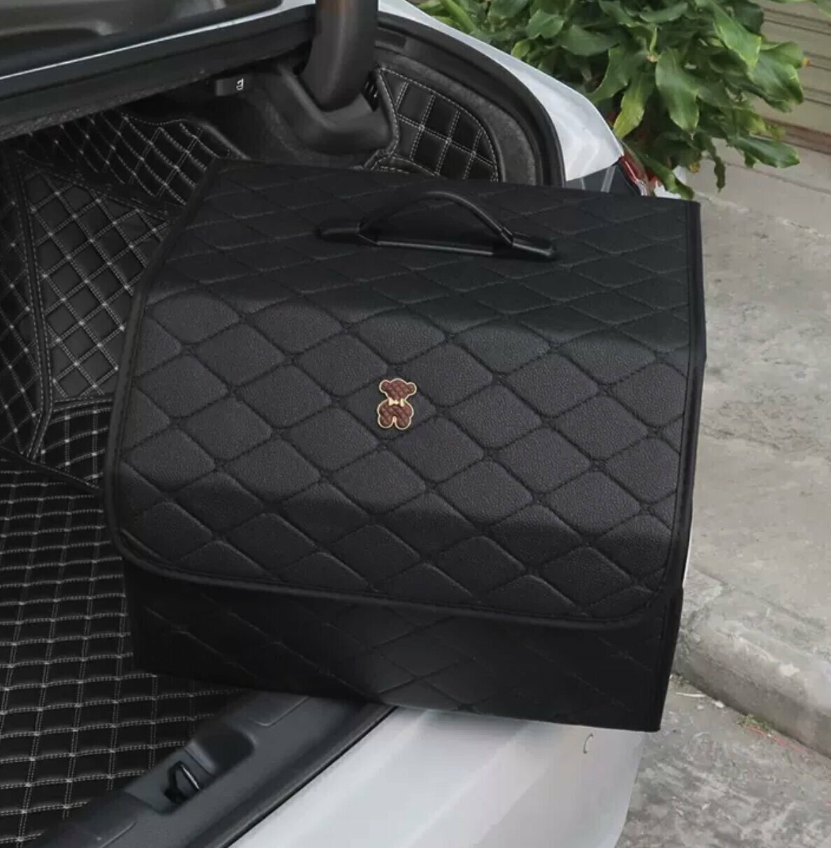 Hot recommended car trunk storage box (large dark brown bear, 39*30*28cm)