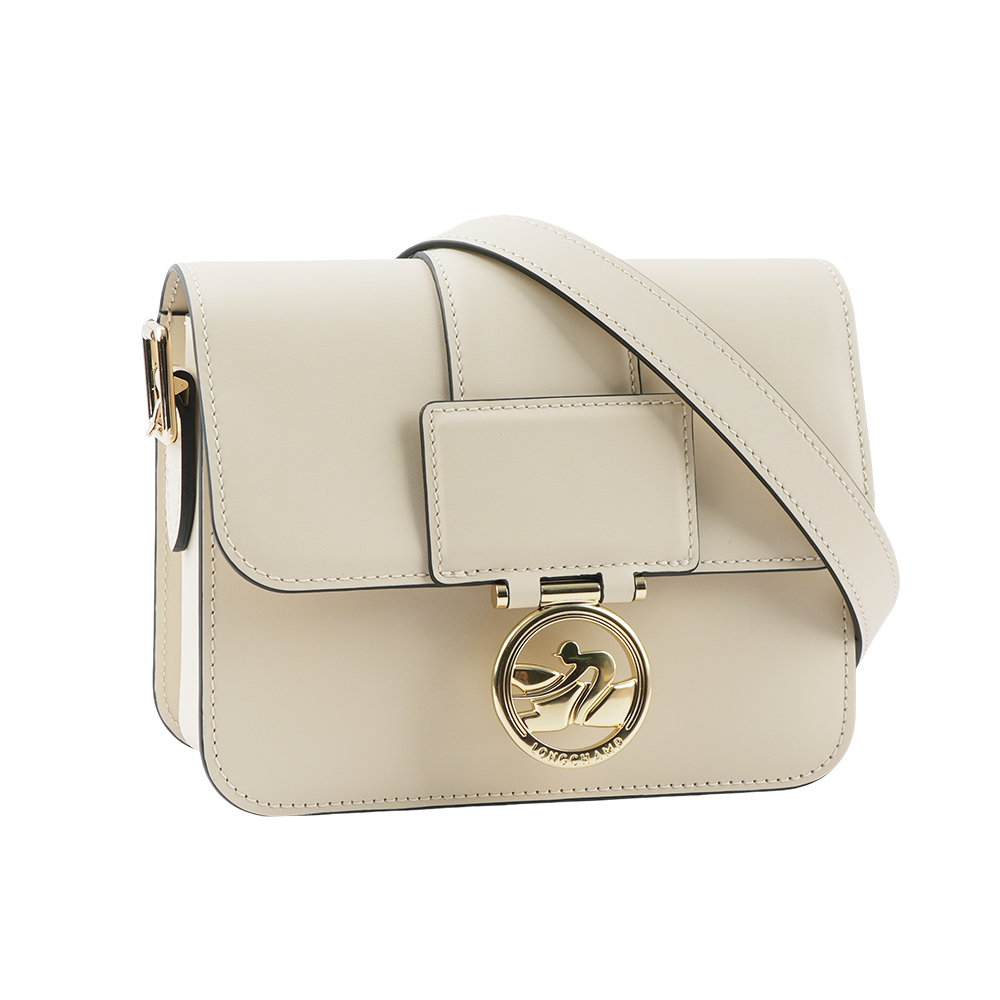 【LONGCHAMP】S號 BOX-TROT 滑面小牛皮翻蓋斜背包