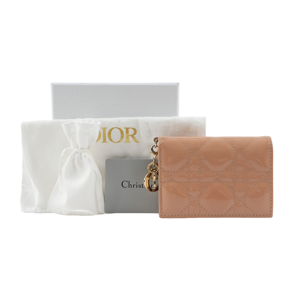 【CHRISTIAN DIOR】Lady Dior Bloom 漆皮翻蓋卡片套(玫瑰粉) S0011OVRB_M49P