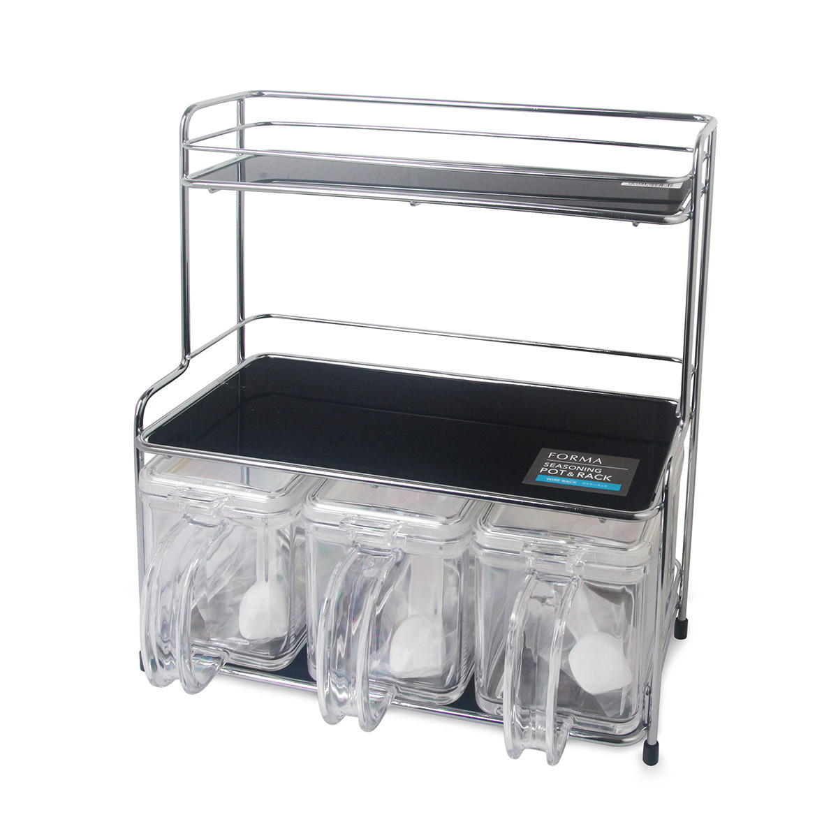 日本品牌 ASVEL FORMA 二層架連三個調味盒 -2259