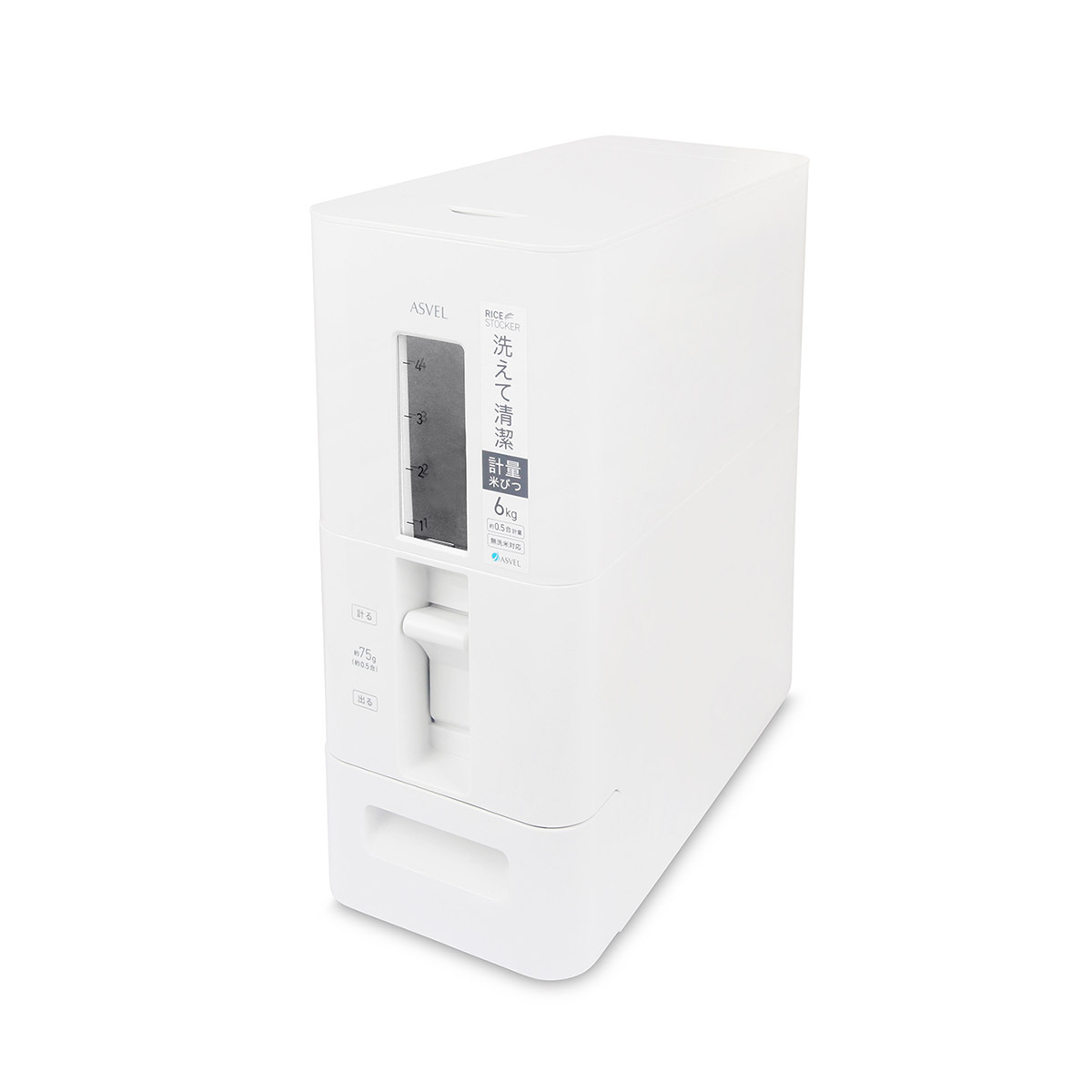 日本品牌ASVEL 6kg 計量米箱 (白色) -7527-W