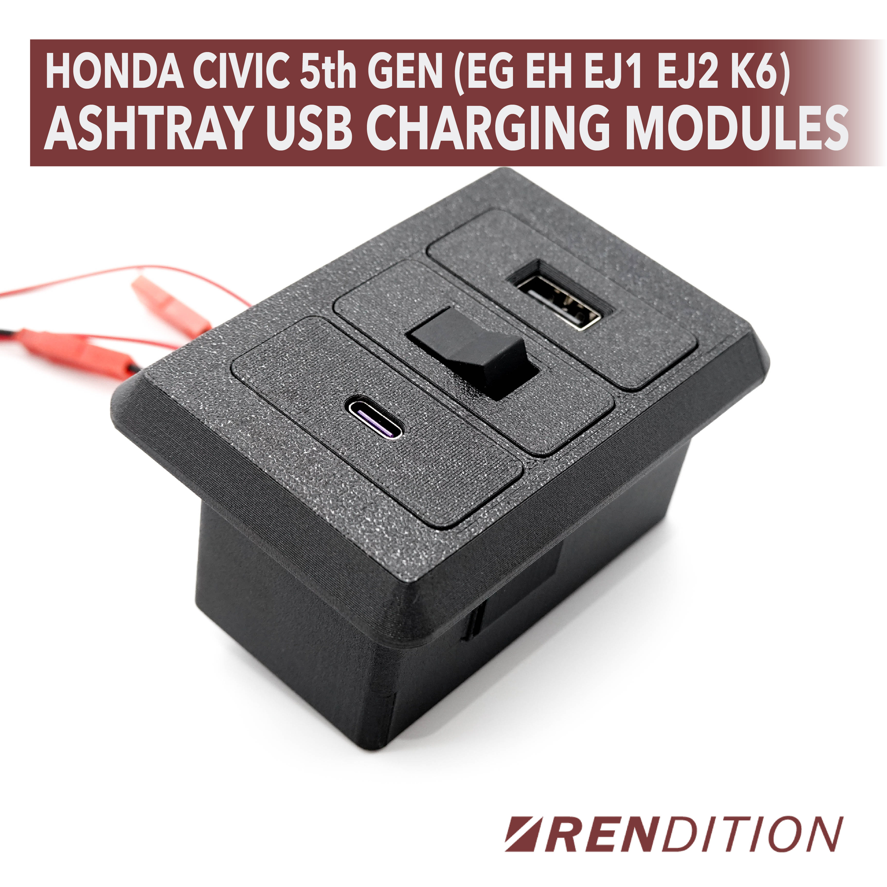 HONDA CIVIC EG FRONT USB CHARGING MODULES (ALL 5th GEN EG, EH, EJ1, EJ2)