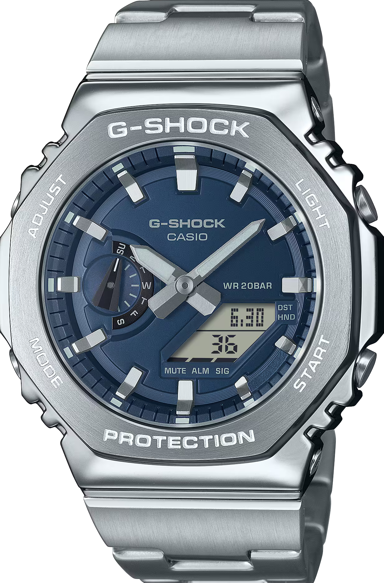 萬年鐘錶 - G-SHOCK  不鏽鋼系列八角錶殼系列電子錶  GM-2110D-2B  錶徑 : 44.4 mm