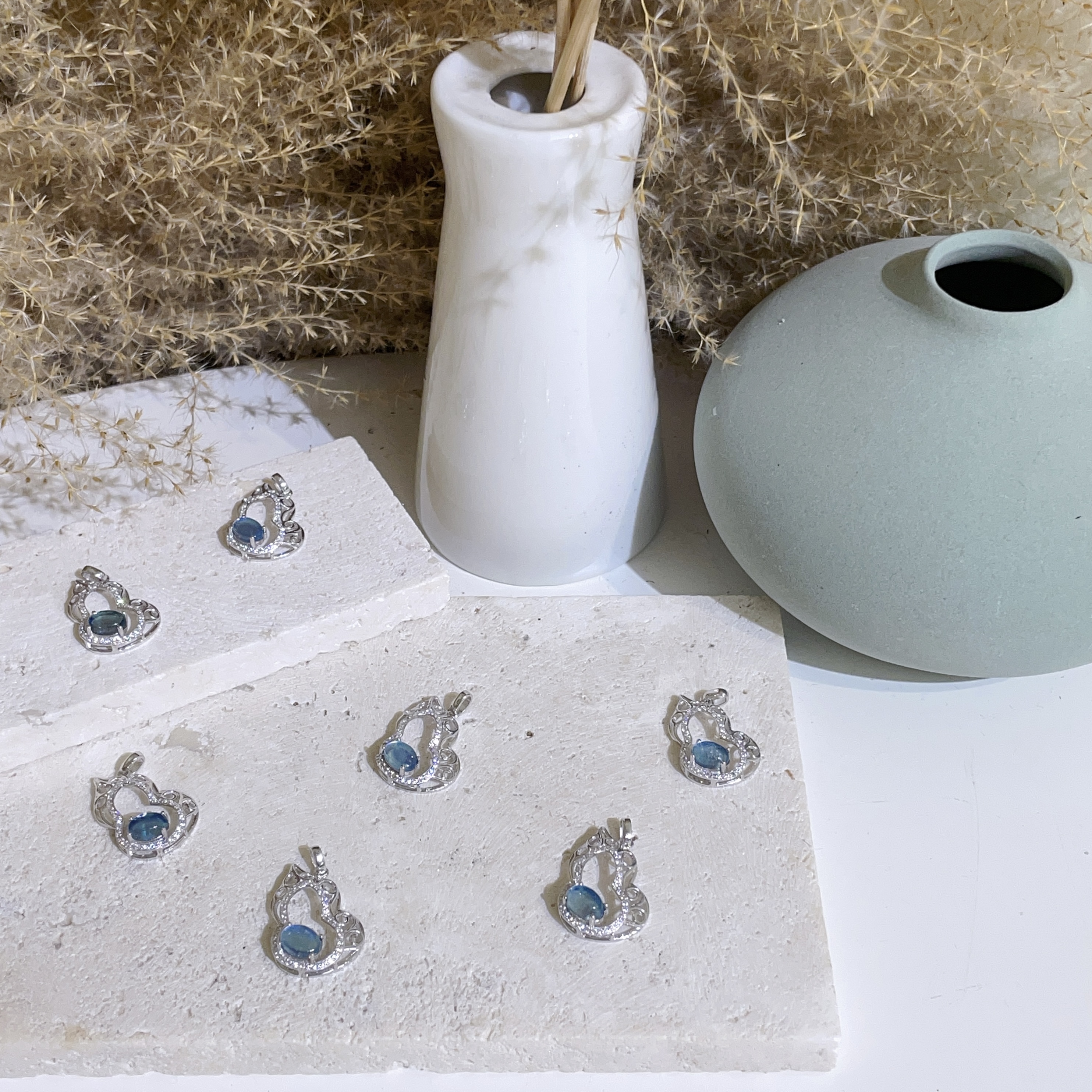 925純銀海藍寶葫蘆造形吊墜