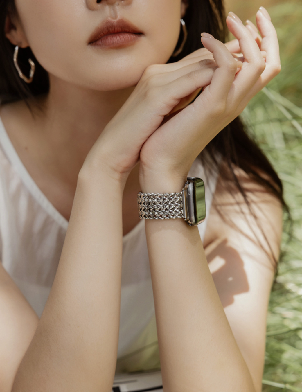 Apple Watch 不鏽鋼低調奢華編織錶帶 (銀色)