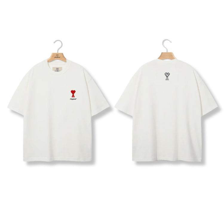 ANYBEARS®Red heart embroidery BEAR 紅心刺繡熊 短Tee