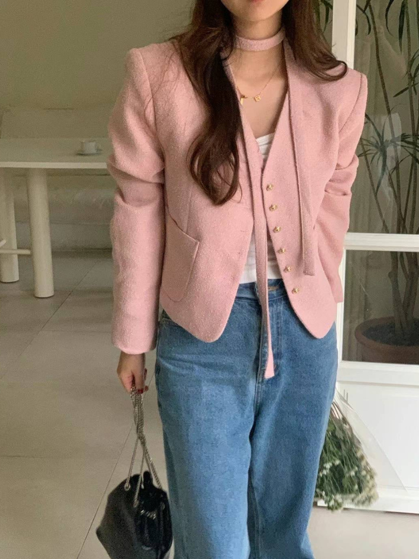 [現貨]Rachel玫瑰金鈕扣外套[ 2色 / Free ]