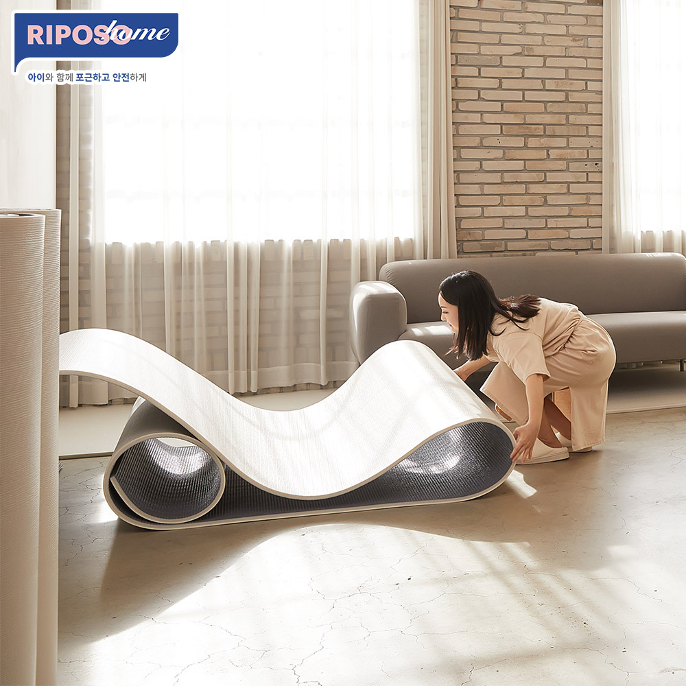【RIPOSO home】韓國可裁切捲式地墊 ( M ) - 米色石韻 ( 200x110x1.6cm )