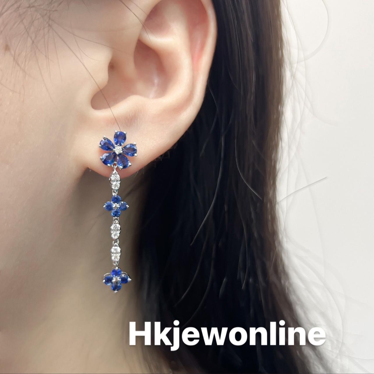 18K White Gold Sapphire Diamond Earrings