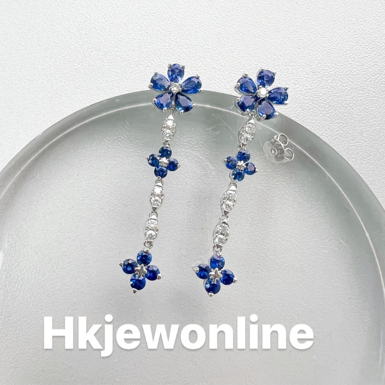 18K White Gold Sapphire Diamond Earrings