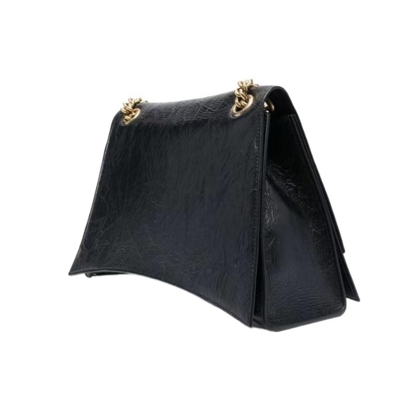 BALENCIAGA Crush 中型 鏈條包 黑金 黑色