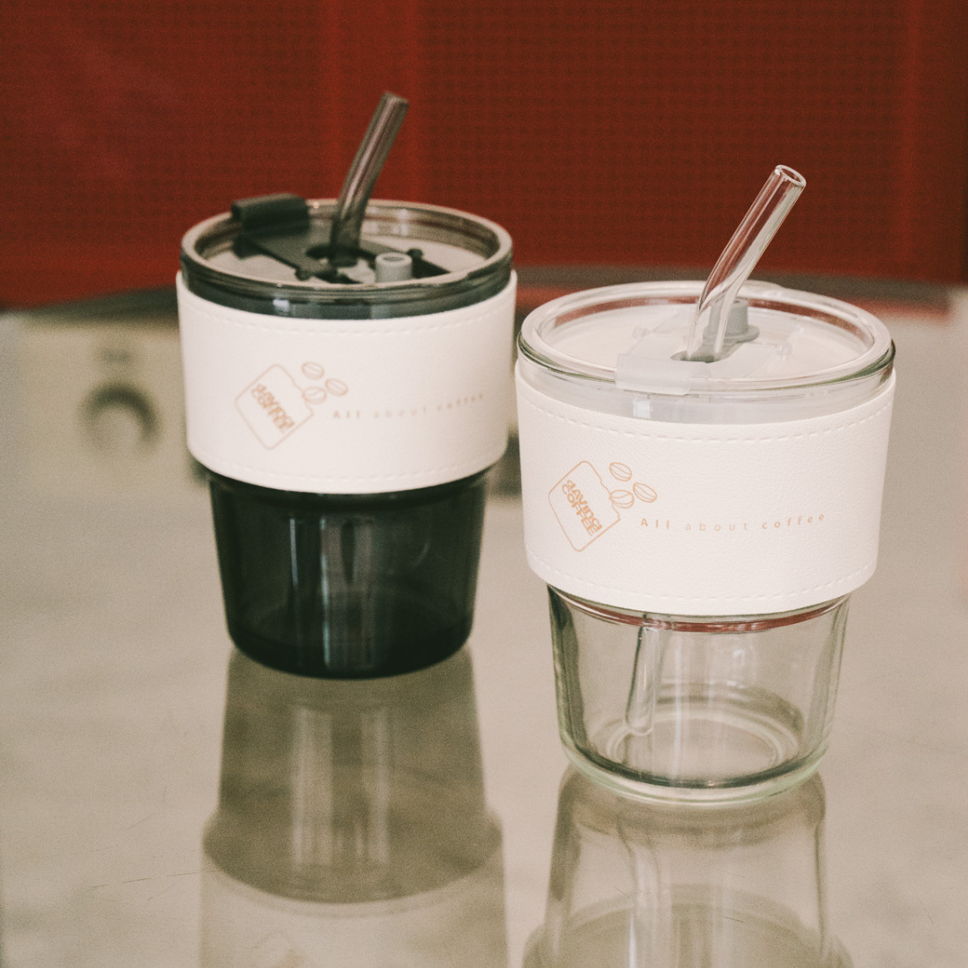 達文西咖啡玻璃隨行杯 | 附吸管、隔熱皮套