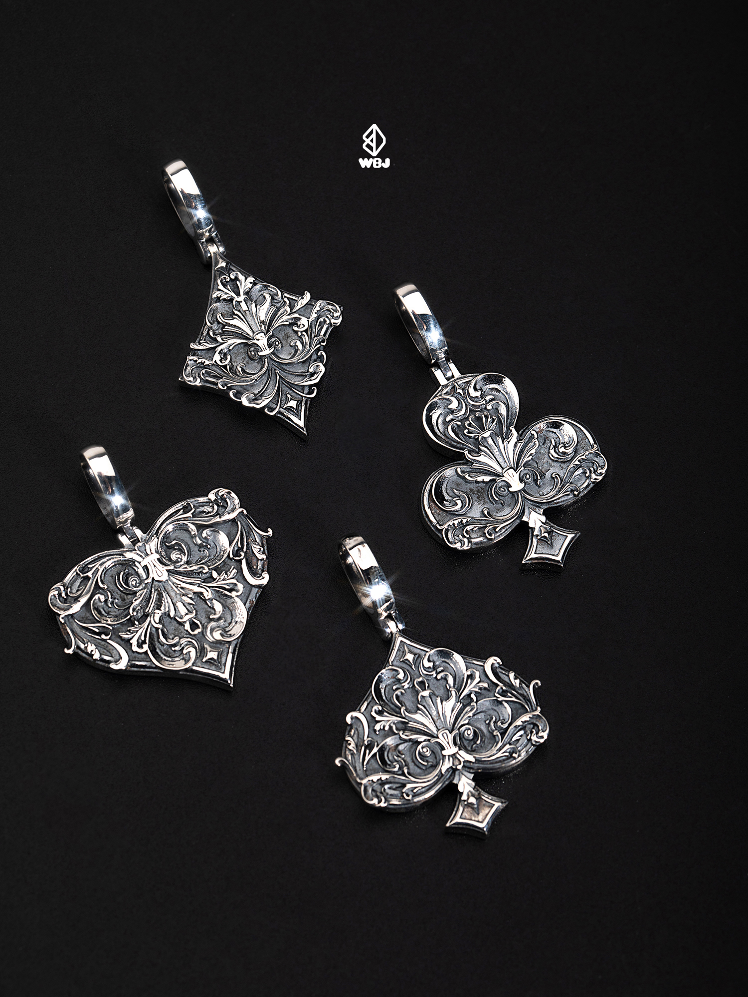 WBJ 復古作舊21點吊墜 黑桃/紅心/方塊/梅花