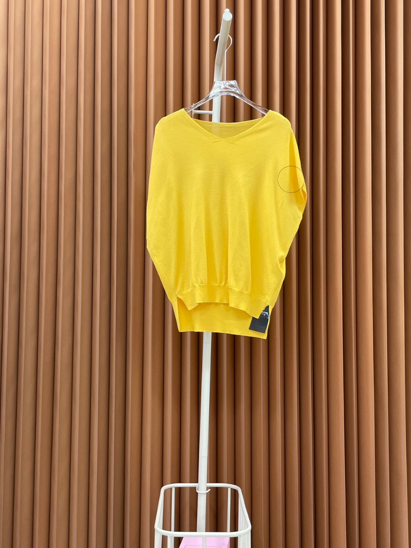 [福利品] V領包袖針織上衣(黃色)