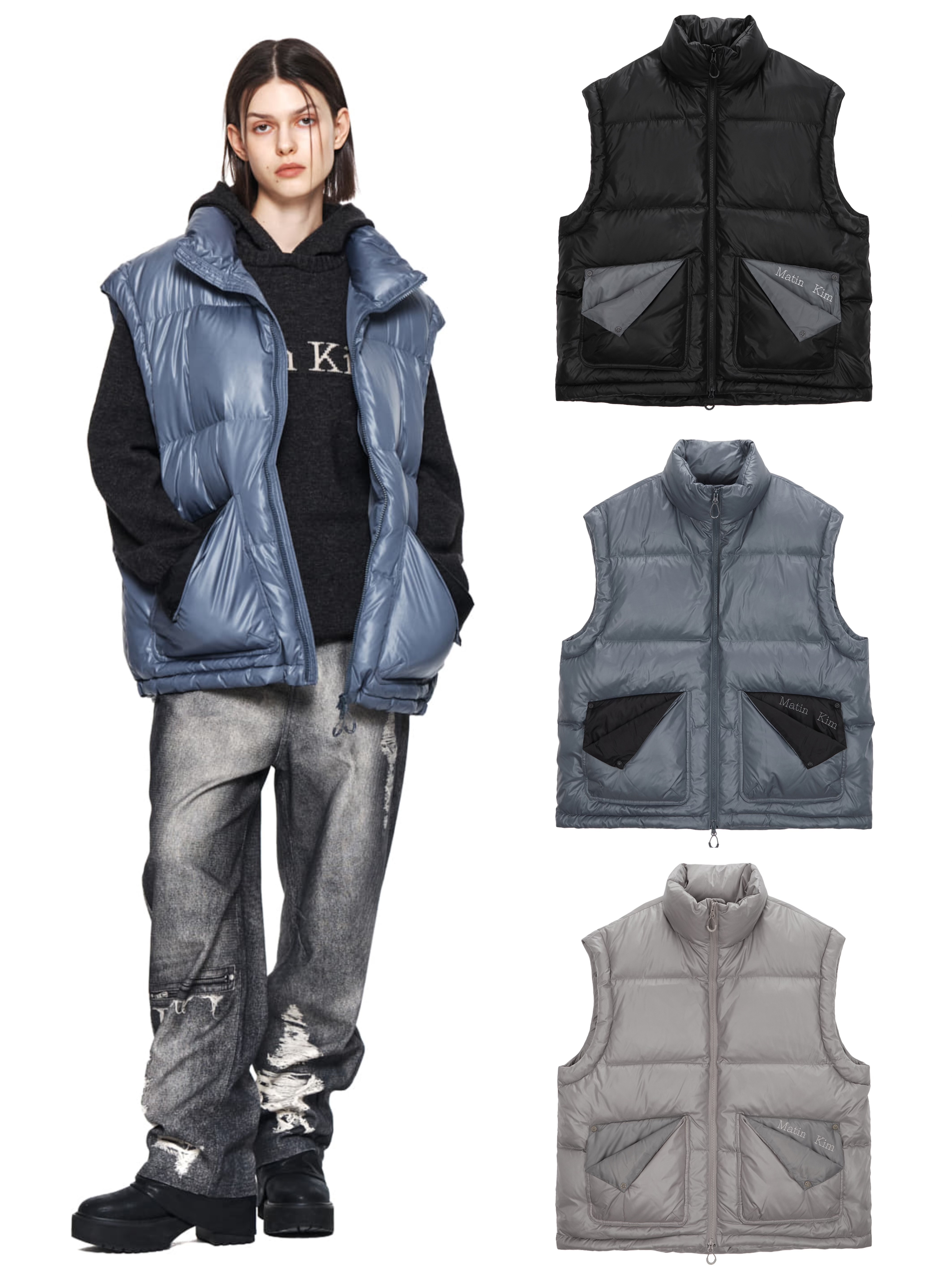 Matin Kim 拼色 80% 鴨絨馬甲（K9 BR357）