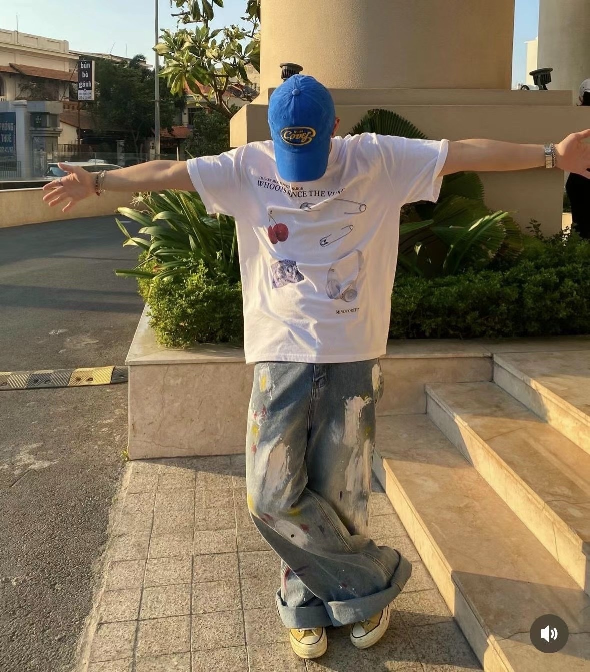 【HERETICS STUDIO 】韓國 고품질 油漆 潑墨 牛仔 闊腿 寬鬆 牛仔褲 長褲