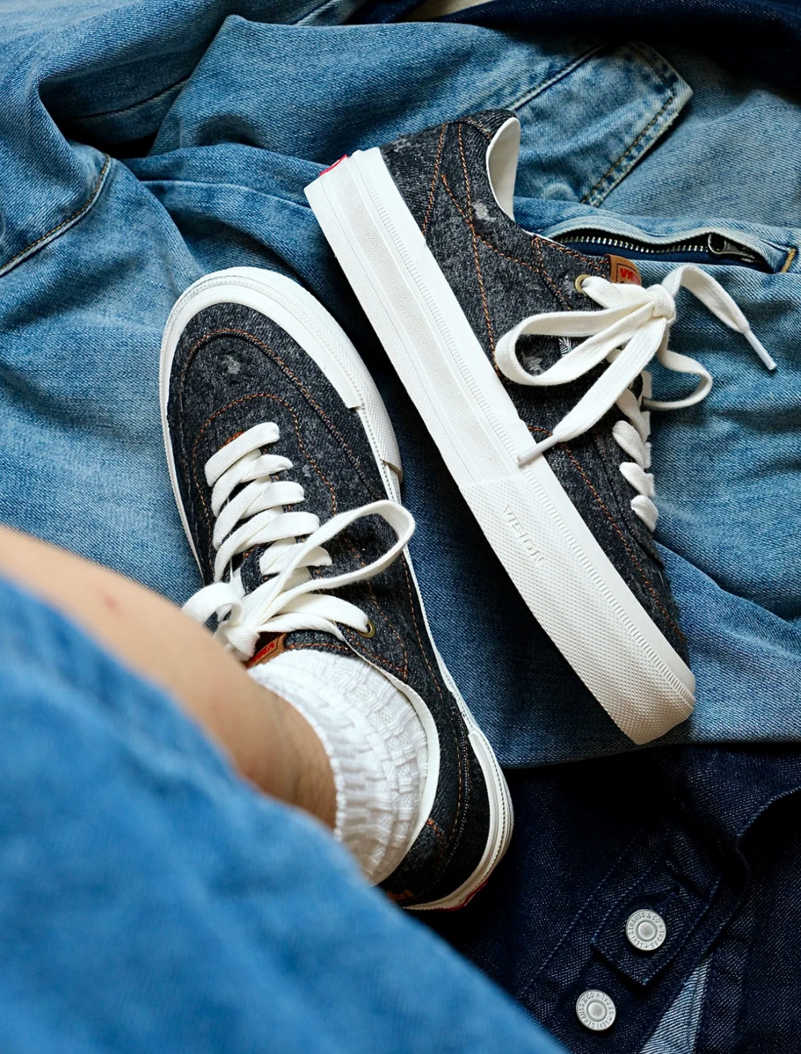 Vision Street Wear FLAT-TOP 復古街頭滑板鞋 黑牛仔