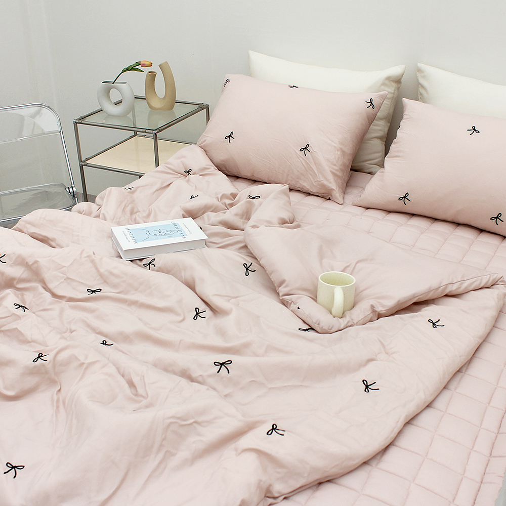 韓國棉被 浪滿六月法式蝴蝶刺繡結莫代爾春夏薄被(無花邊)-四季被