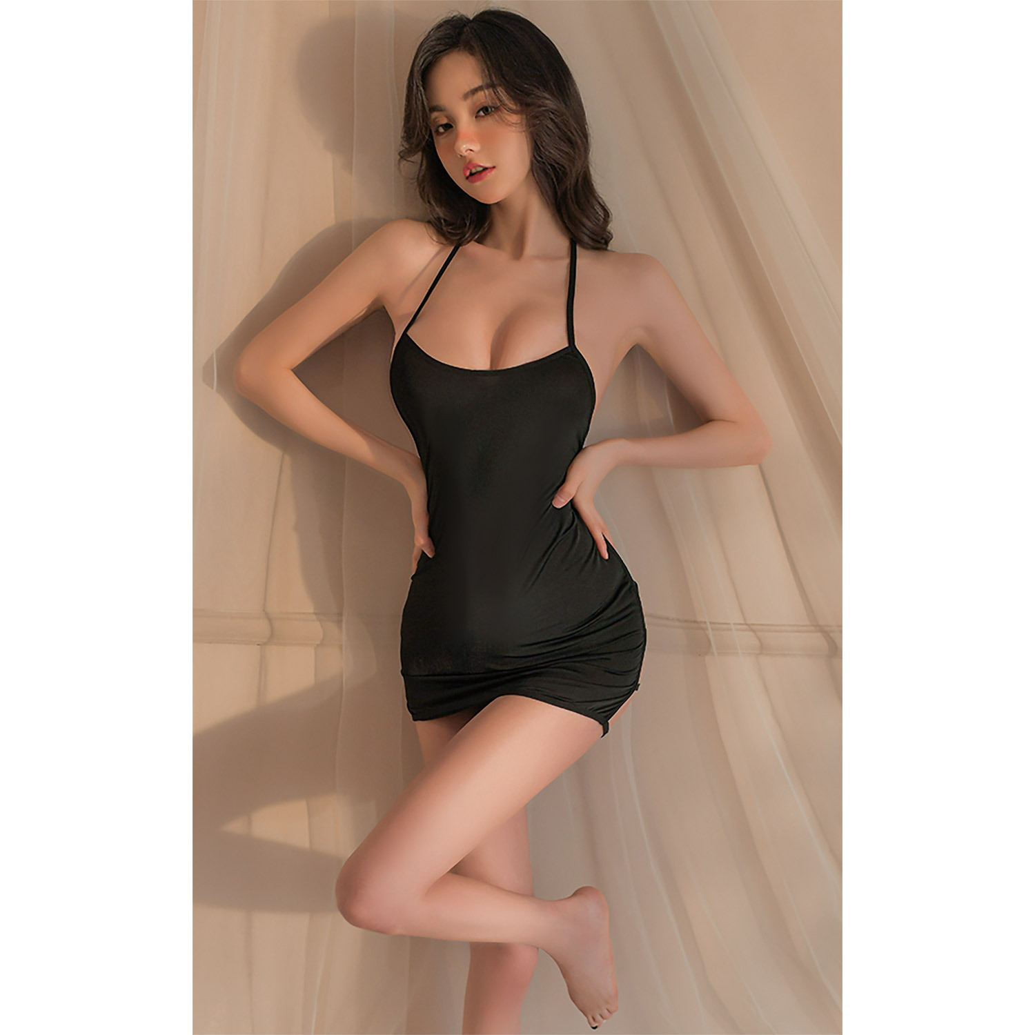 日本性感情趣 魚骨型內衣 黑色