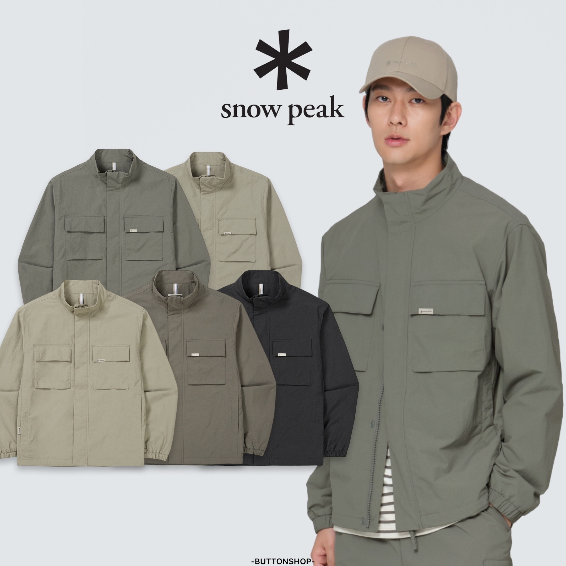 【現貨零碼折扣】snow peak Cample Stand Neck Windbreaker 雙口袋立領外套 S24FMCWB14