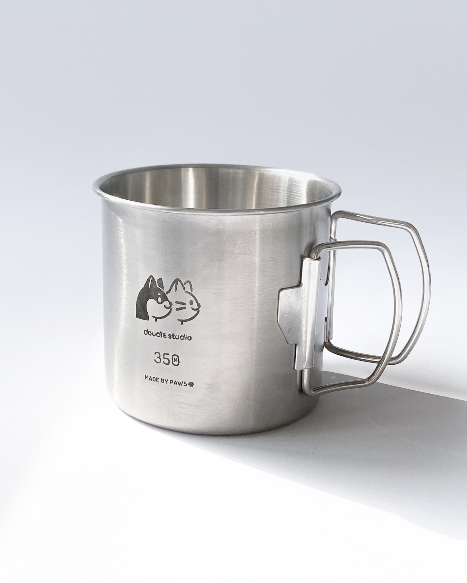 凹豆露營風 350ml不鏽鋼摺疊杯