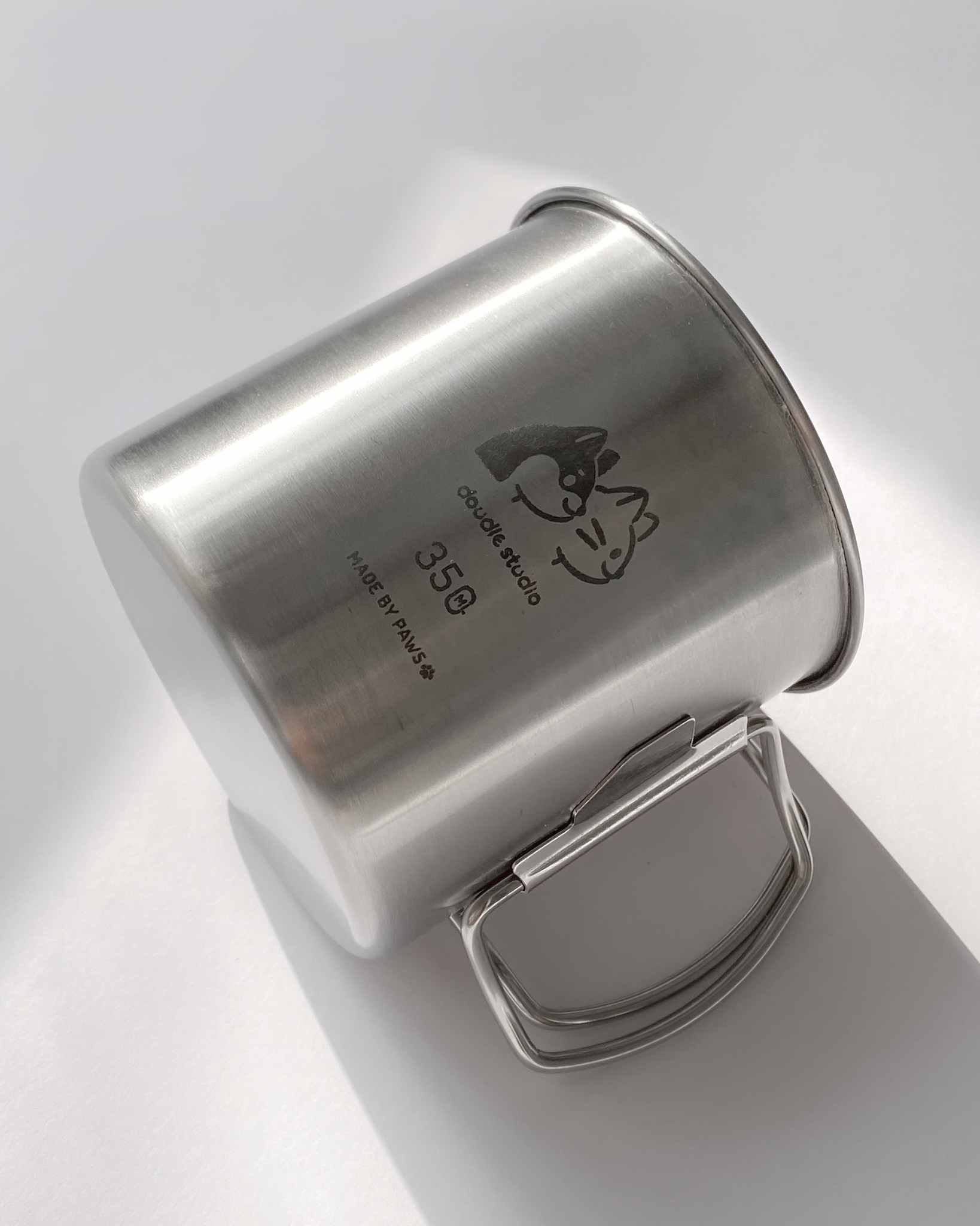 凹豆露營風 350ml不鏽鋼摺疊杯