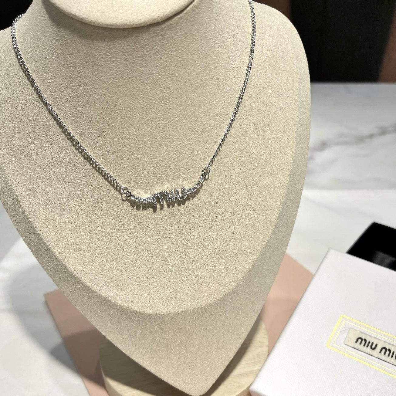 18k miumiu高級銀鑽字母定製項鍊