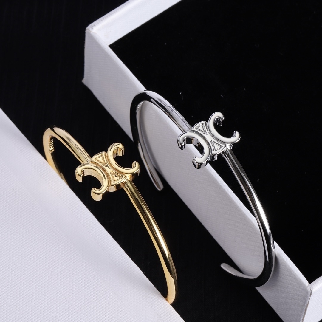 18k高級極簡凱旋門logo定製開口手鐲