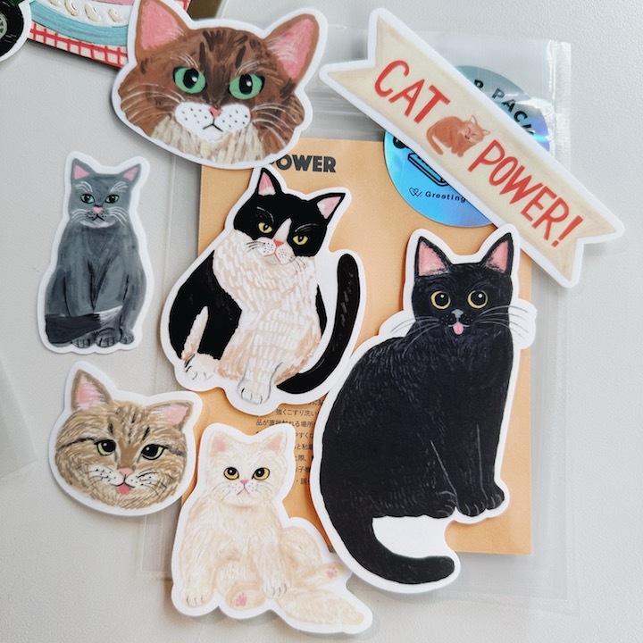 袖山嘉穗子_貓咪 7入防水貼紙包 ｜日本Greeting Life